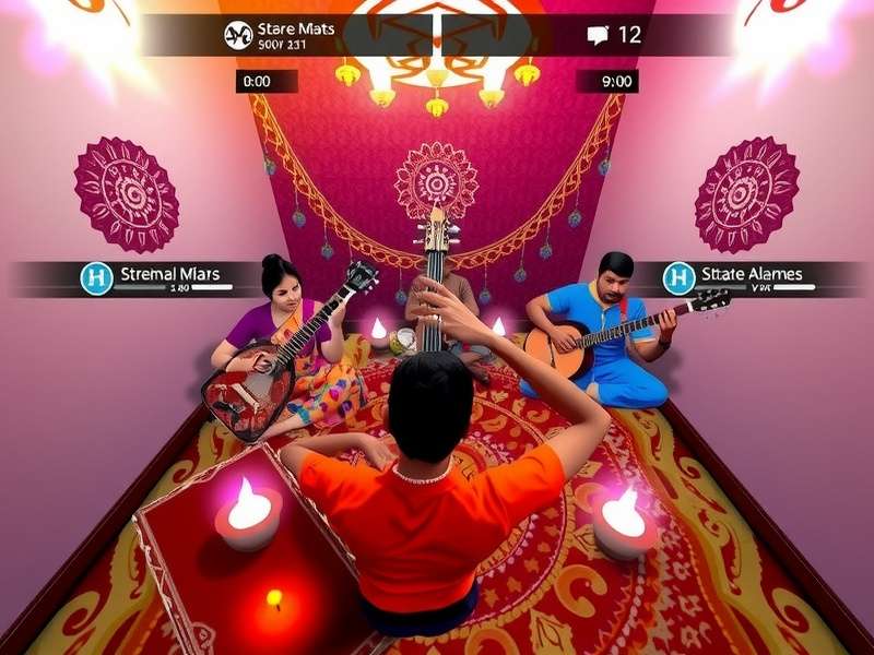 Multiplayer mode in Sitar Journey VR showing virtual ensemble